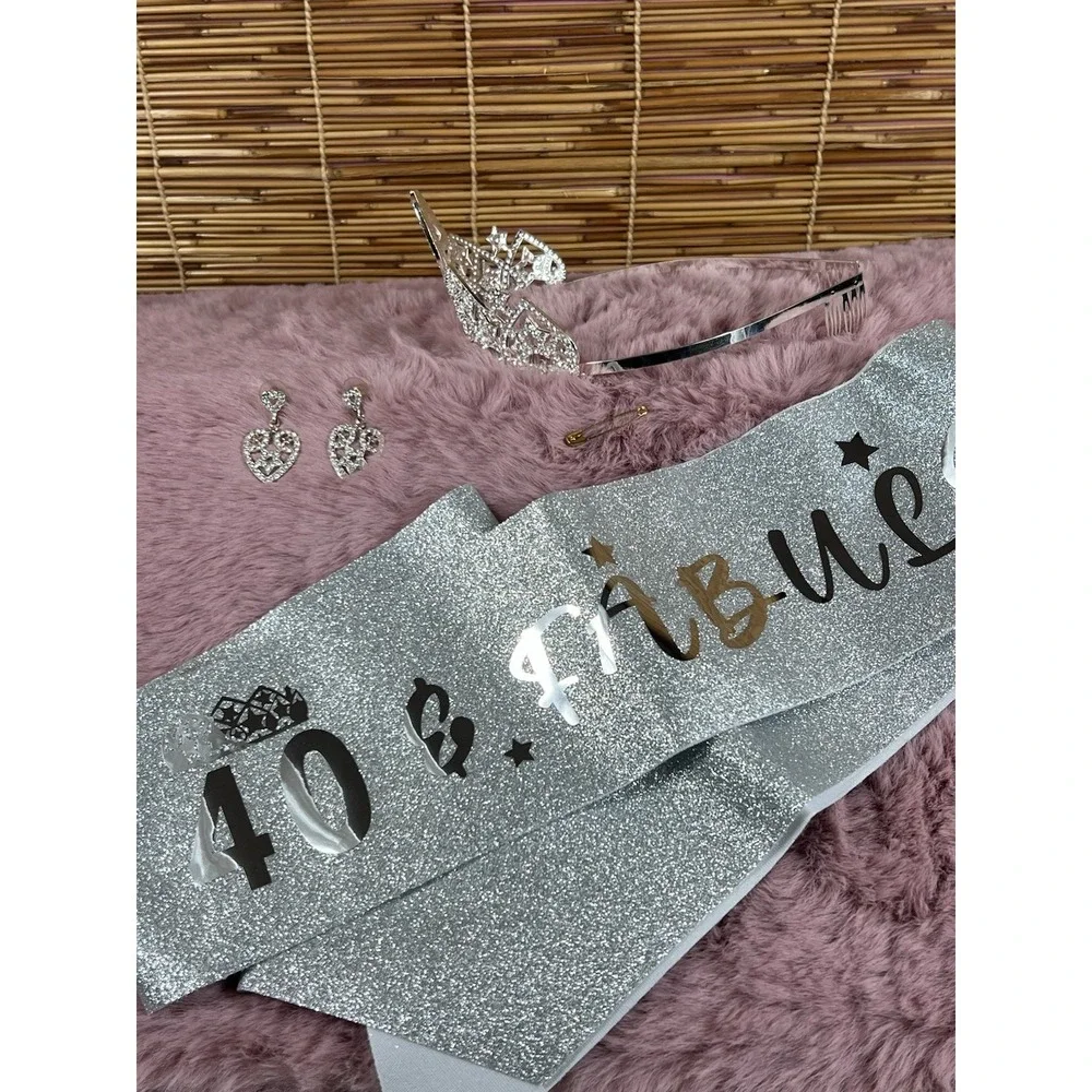 40th Birthday Sash with Rhinestone - Glamorous Silver  Gifts For Her‎
